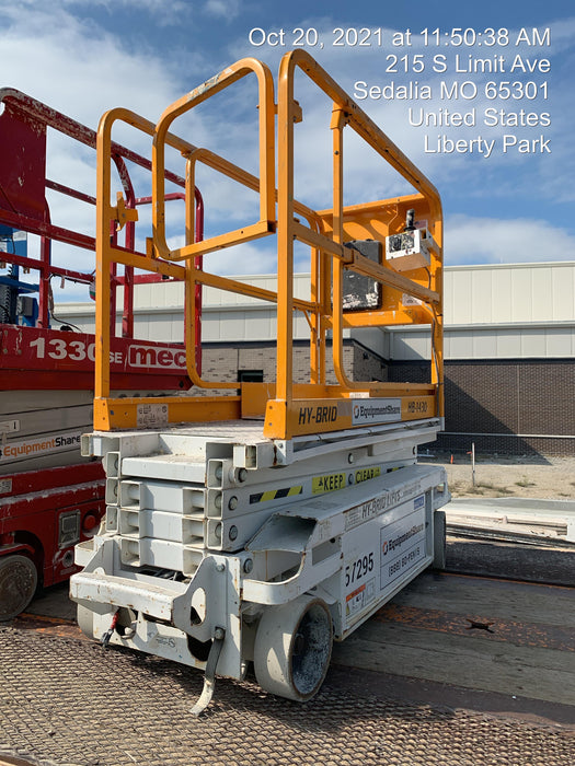 Custom Equipment HB-1430 Hy-Brid Scissor Lift
Platform capacity up to 670 lbs
Working height up to 20 ft
Weighs under 1,700 lbs
Non-marking wheels