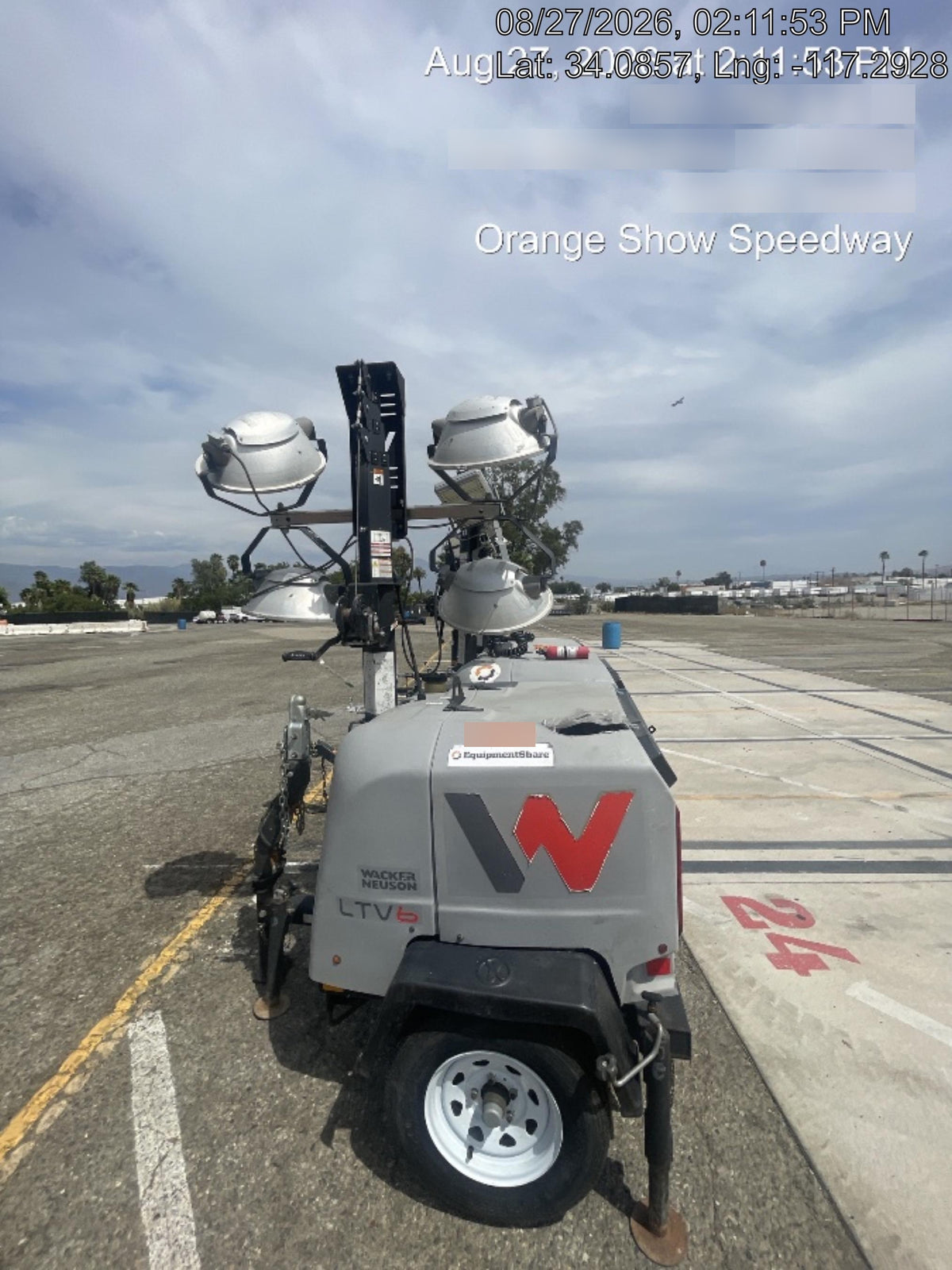 2019 Wacker Neuson LTV6L-MH Wacker Neuson LTV6L Mobile Light Tower w/Fuel Level Sensor Installed