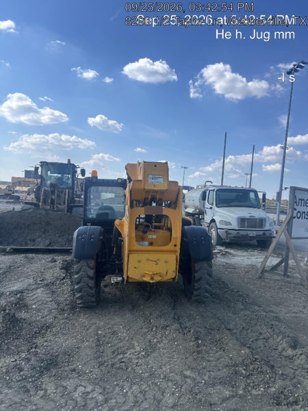 2019 JCB 509-42 74 HP w/Open ROPS, Beacon, Aux Hydraulics, LED Work lights, Solid Tires w/66" Carriage/60" Forks