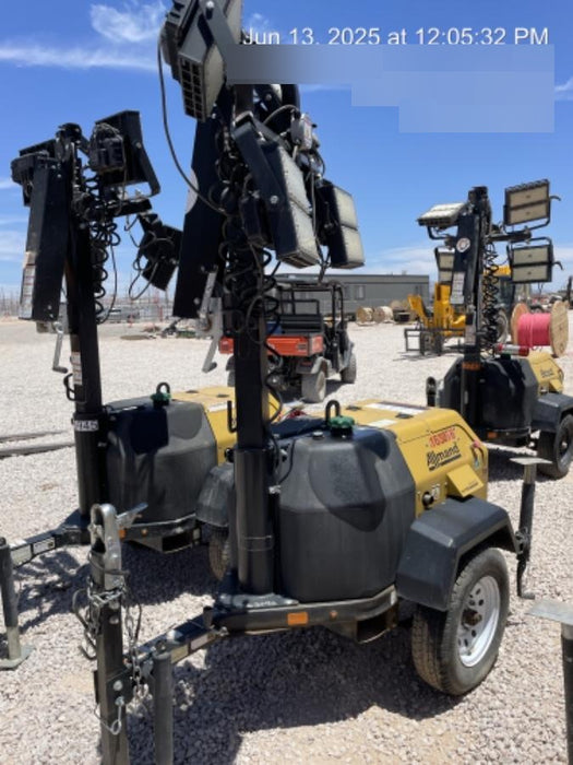 2021 Allmand NLV3GR (4) LED Light Fixture 350W, 23' Vertical Mast, 3kW Prime, Towable, Deep Sea L401, Leveling Jacks, Yanmar T4F 5.8hp