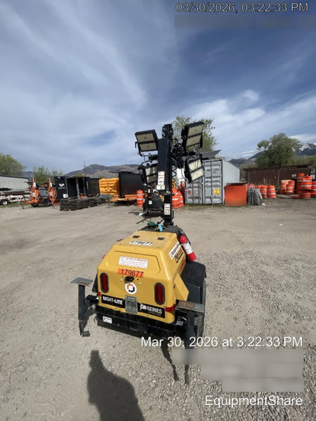 Allmand NLV3GR (4) LED Light Fixture 350W, 23' Vertical Mast, 3kW Prime, Towable, Deep Sea L401, Leveling Jacks, Yanmar T4F 5.8hp