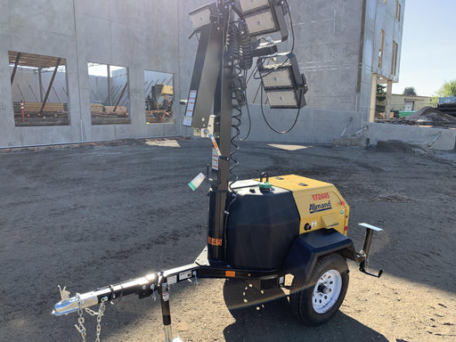 2021 Allmand NLV3GR (4) LED Light Fixture 350W, 23' Vertical Mast, 3kW Prime, Towable, Deep Sea L401, Leveling Jacks, Yanmar T4F 5.8hp