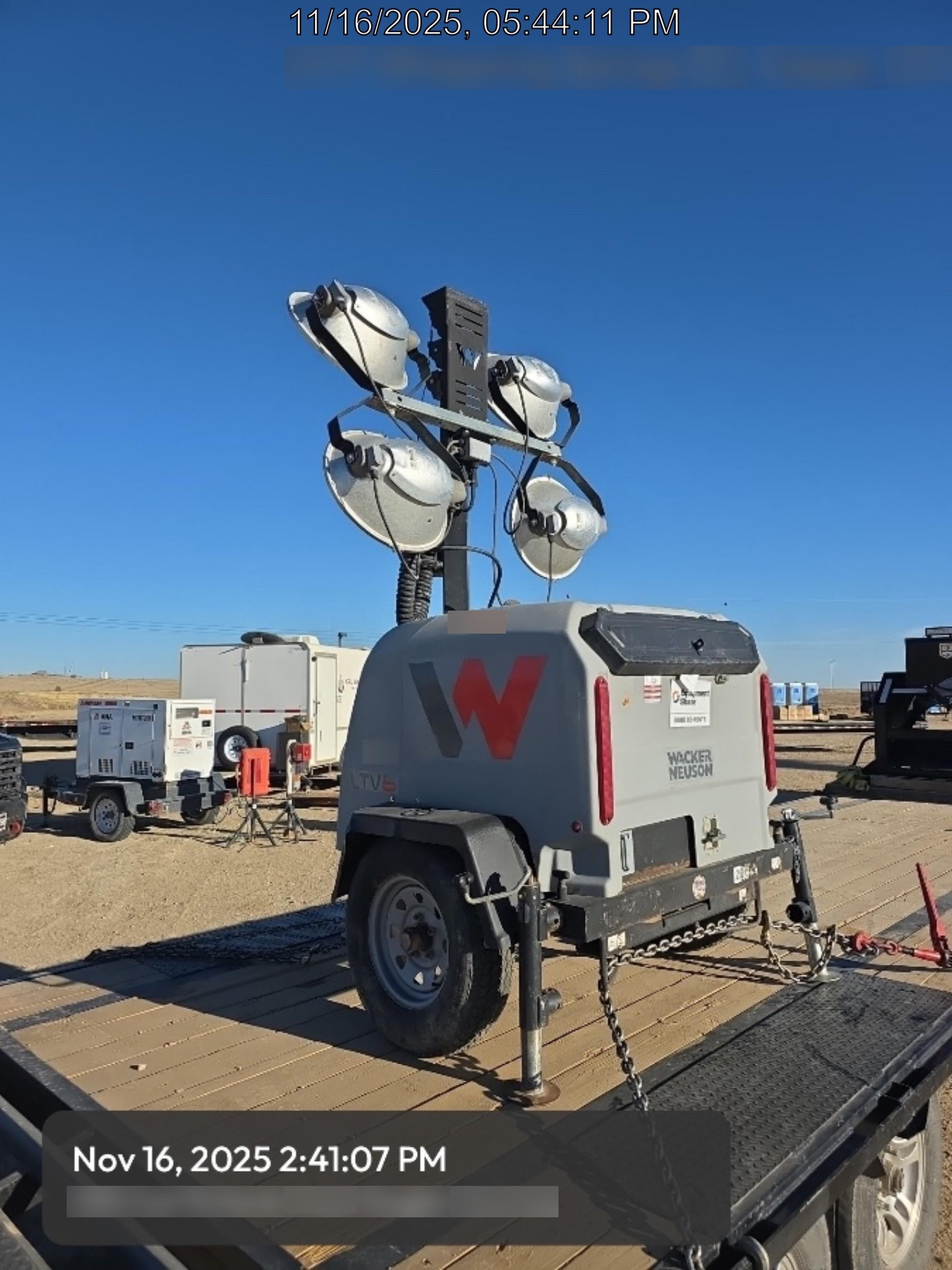 2018 Wacker Neuson LTV6L-MH Wacker Neuson LTV6L Mobile Light Tower w/Fuel Level Sensor Installed