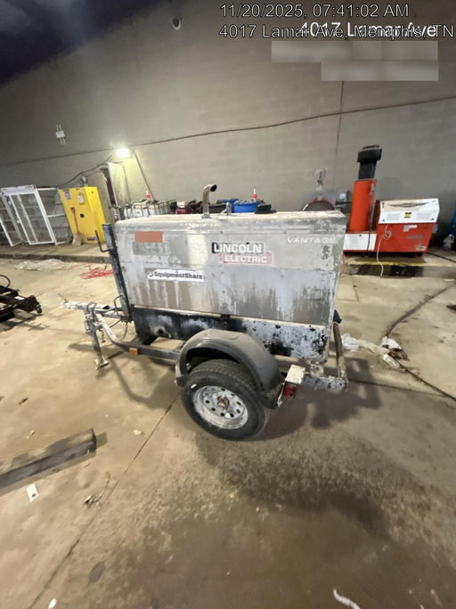 2019 Lincoln Electric Vantage 322 Welder Ready-Pak 3, Two wheel trailer, Fender and Light kit, Cable Rack