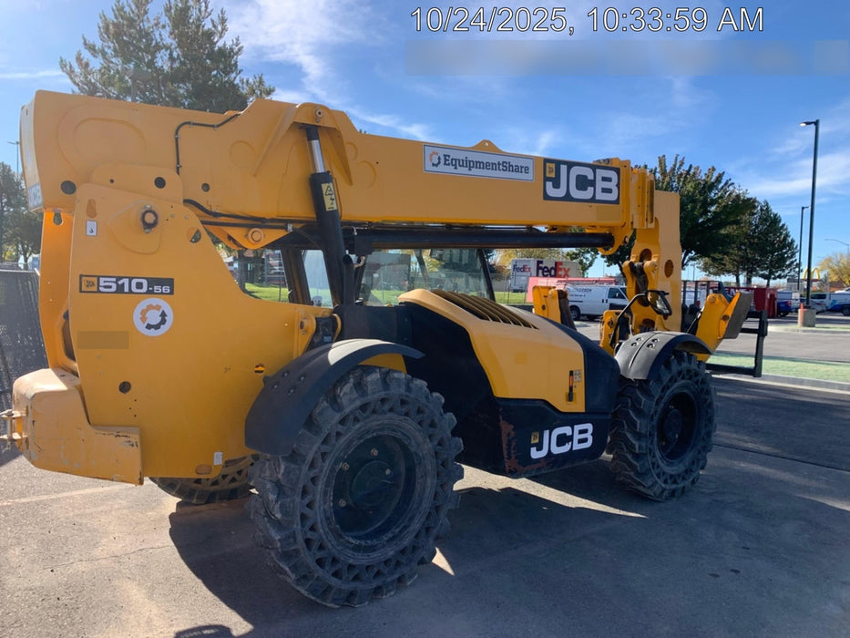 2019 JCB 510-56 Canopy, 74 HP, Solid Tires, STD Worklight, Beacon, Aux Hydraulics, Lifting Eye, Back up Alarm w/66" Carriage/60" Forks