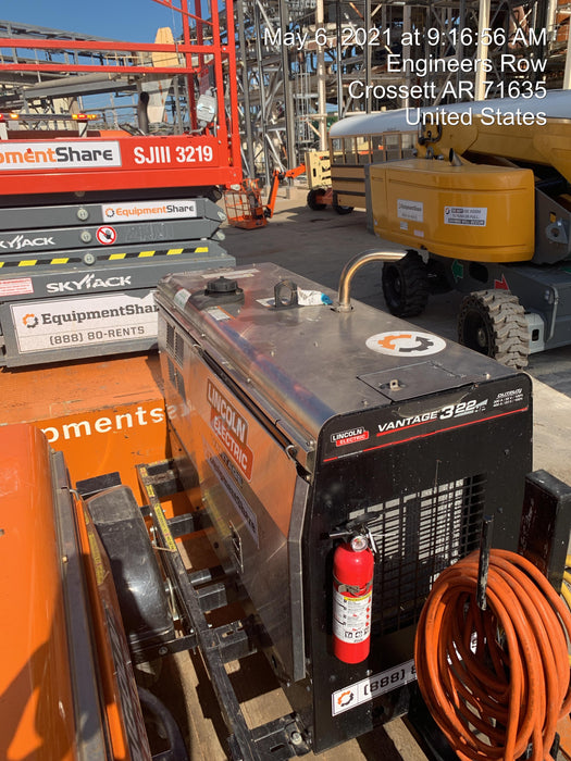 2019 Lincoln Electric Vantage 322 Ready-Pak 3, Two Wheel Trailer, Fender and Light Kit, Cable Rack