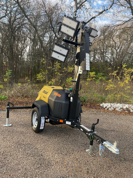 2022 Allmand NLV3GR (4) LED Light Fixture 350W, 23' Vertical Mast, 3kW Prime, Towable, ES Decals, T3