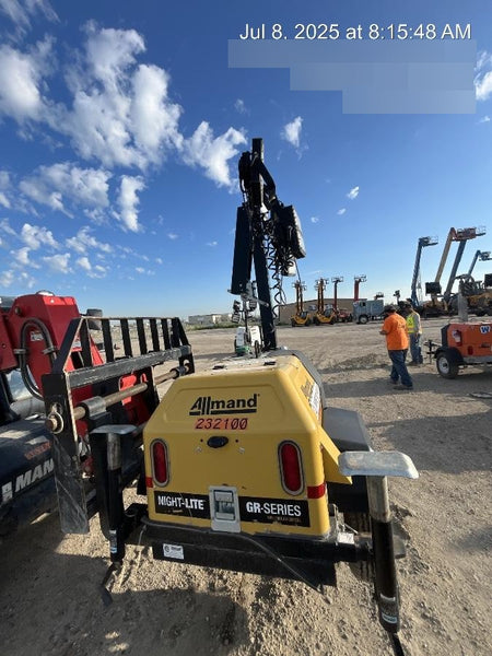 2022 Allmand NLV3GR (4) LED Light Fixture 350W, 23' Vertical Mast, 3kW Prime, Towable, Deep Sea L401, Leveling Jacks, Yanmar T4F 5.8hp