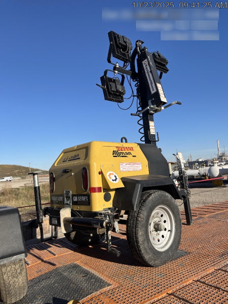 2022 Allmand NLV3GR (4) LED Light Fixture 350W, 23' Vertical Mast, 3kW Prime, Towable, Deep Sea L401, Leveling Jacks, Yanmar T4F 5.8hp