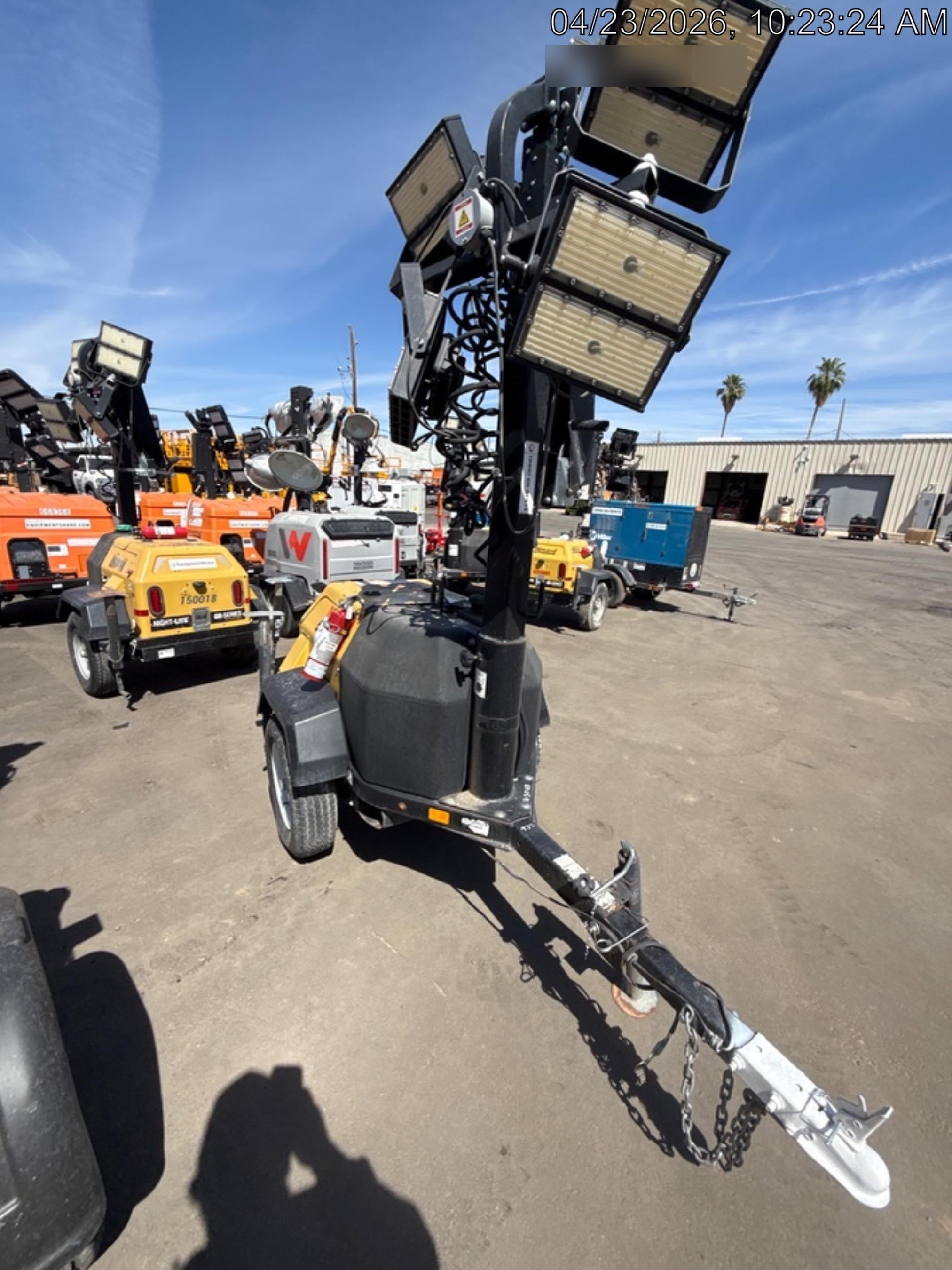 2021 Allmand NLV3GR (4) LED Light Fixture 350W, 23' Vertical Mast, 3kW Prime, Towable, Deep Sea L401, Leveling Jacks, Yanmar T4F 5.8hp