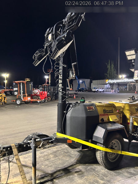 2020 Allmand NLV3GR (4) LED Light Fixture 350W, 23' Vertical Mast, 3kW Prime, Towable, Deep Sea L401, Leveling Jacks, Yanmar T4F 5.8hp