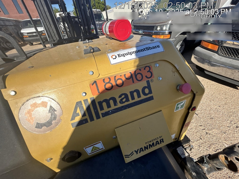 Allmand NLV3GR (4) LED Light Fixture 350W, 23' Vertical Mast, 3kW Prime, Towable, Deep Sea L401, Leveling Jacks, Yanmar T4F 5.8hp