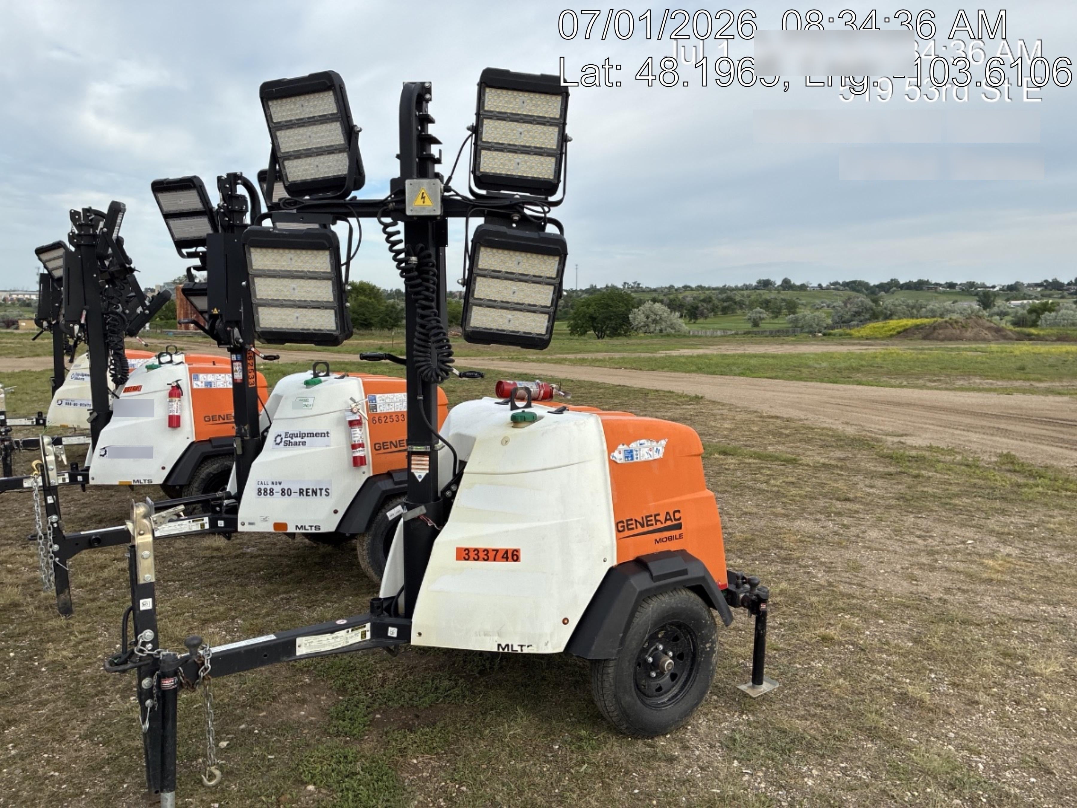 2023 Generac MLT2 Diesel, Flex Switch 120V Input, Powerzone Controller, (4) 320W LED Lights, 4kW Generator, 39.9 Gal Fuel Tank, 2" Ball, T3