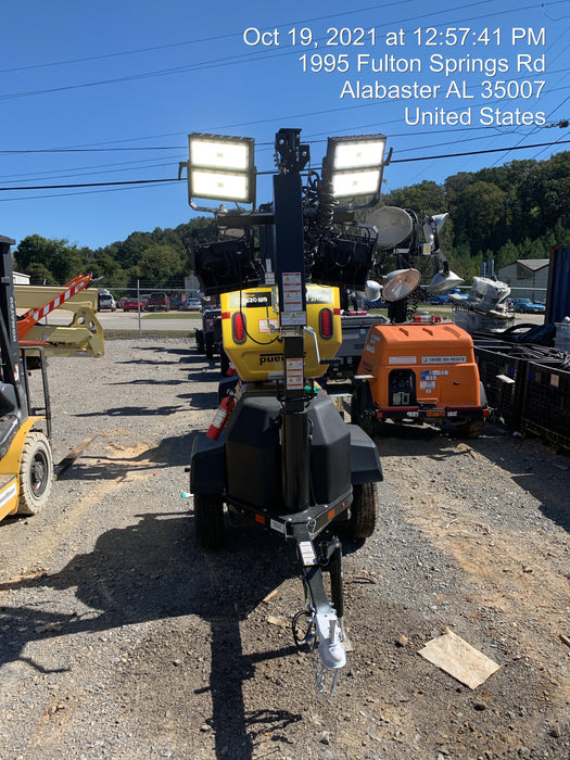 2021 Allmand NLV3GR (4) LED Light Fixture 350W, 23' Vertical Mast, 3kW Prime, Towable, Deep Sea L401, Leveling Jacks, Yanmar T4F 5.8hp