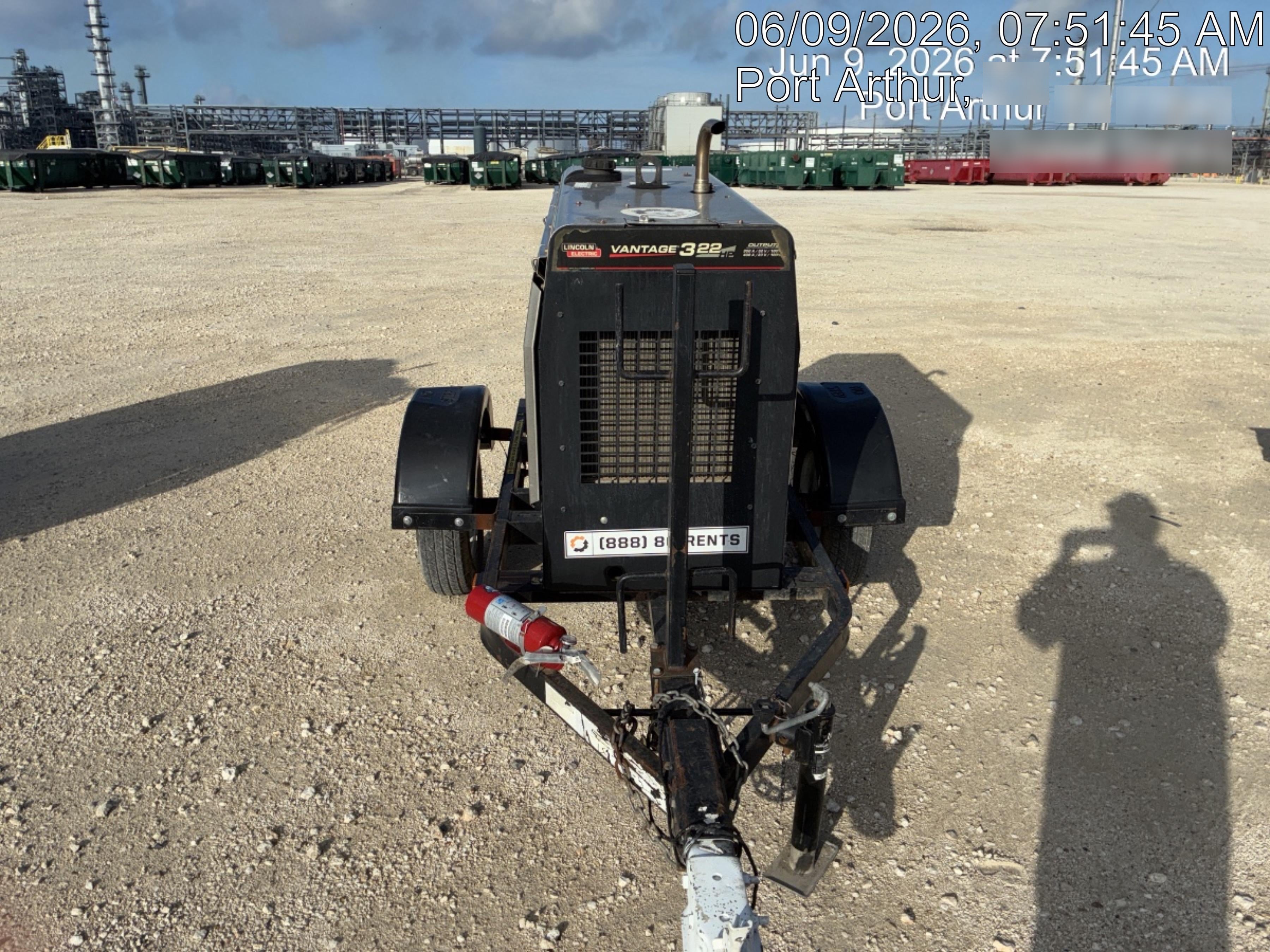2019 Lincoln Electric Vantage 322 Ready-Pak 3, Two Wheel Trailer, Fender and Light Kit, Cable Rack