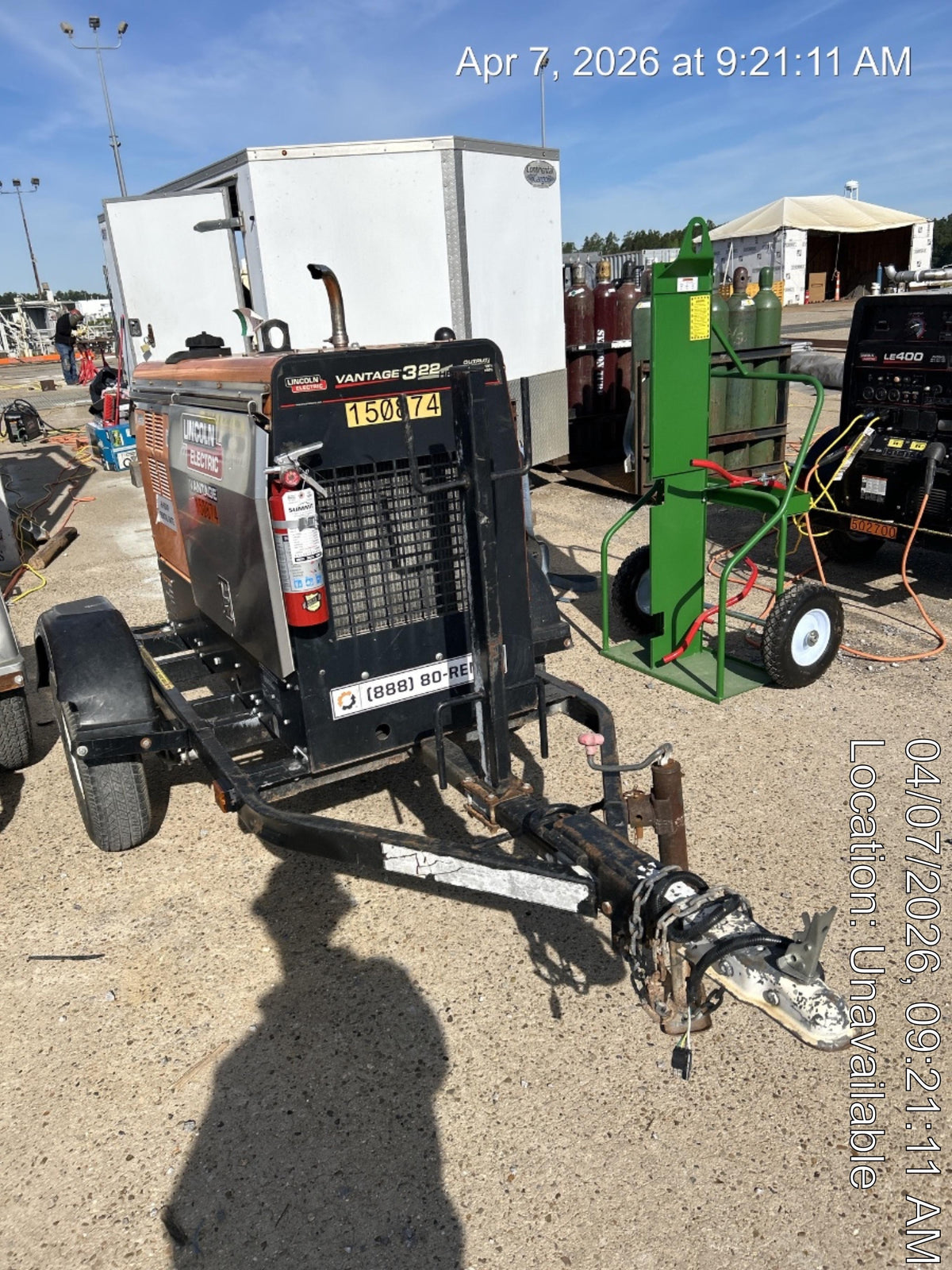 2021 Lincoln Electric Vantage 322 Vantage 322 Ready Pak 3 w/ Telematics & Decals, ORANGE (includes trailer, cable rack, fender light kit)
