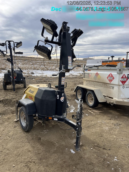 2021 Allmand NLV3GR (4) LED Light Fixture 350W, 23' Vertical Mast, 3kW Prime, Towable, Deep Sea L401, Leveling Jacks, Yanmar T4F 5.8hp