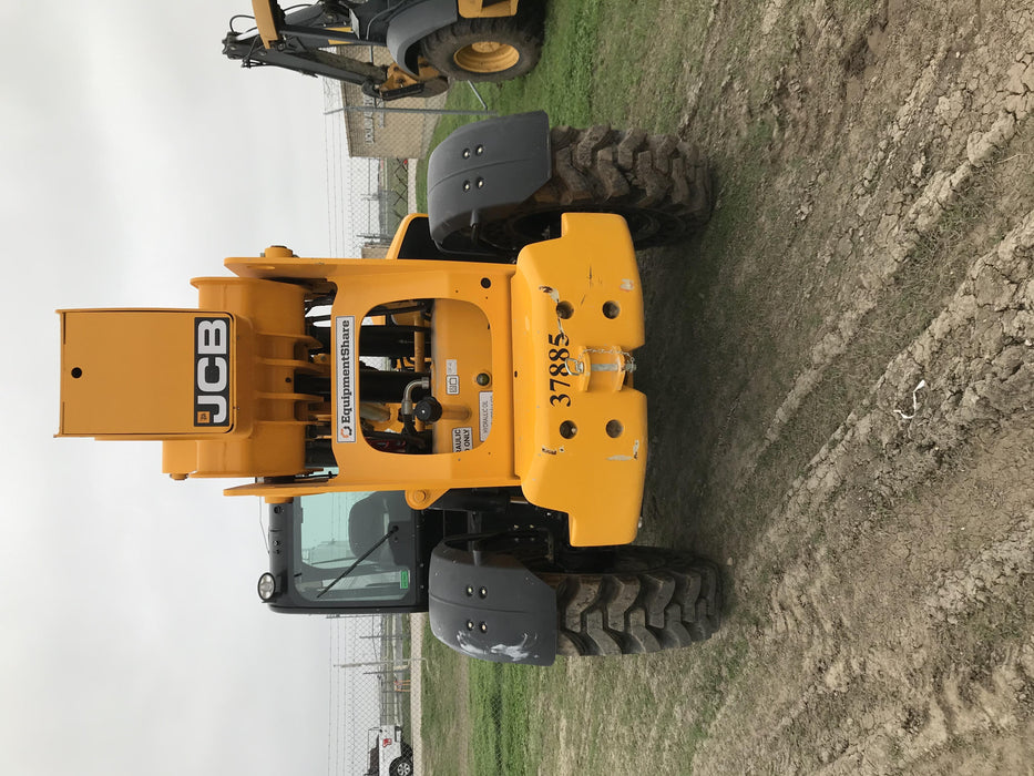 2019 JCB 510-56 74 HP w/CAB/HVAC, Beacon, Worklights, Aux Hydraulics, Solid Tires 66" Carriage/60" Forks
