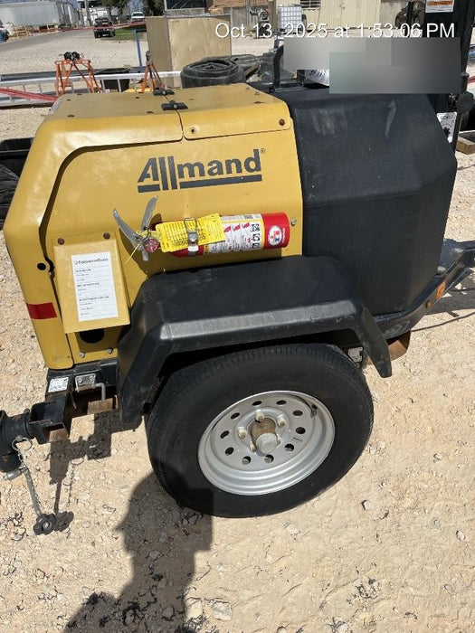 2022 Allmand NLV3GR (4) LED Light Fixture 350W, 23' Vertical Mast, 3kW Prime, Towable, Deep Sea L401, Leveling Jacks, Yanmar T4F 5.8hp