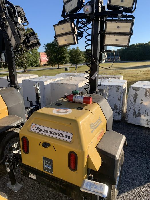 2021 Allmand NLV3GR (4) LED Light Fixture 350W, 23' Vertical Mast, 3kW Prime, Towable, Deep Sea L401, Leveling Jacks, Yanmar T4F 5.8hp