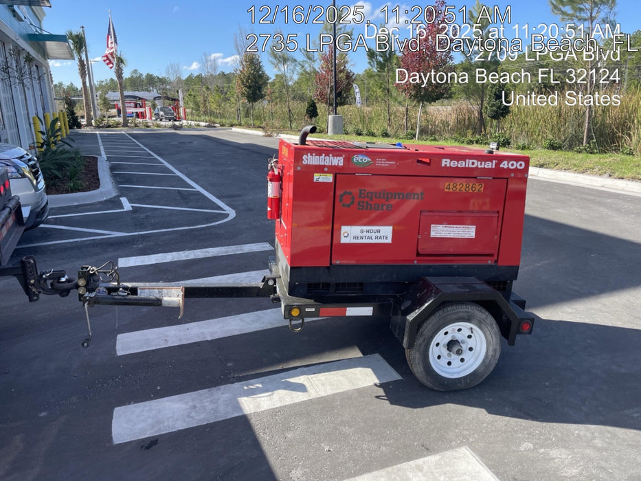 2024 Shindaiwa DGW400DML Kubota D902 Engine, 23 HP, Dual Op Welder, Wire, Arc, Droop Stick, Tig, and CC Stick Functionality, Simulphase, 3 Phase and 1 Phase Gen Output, Single Axle NB Trlr, Slr Trckl Chrg 12V 12W, Fire Ext, T3