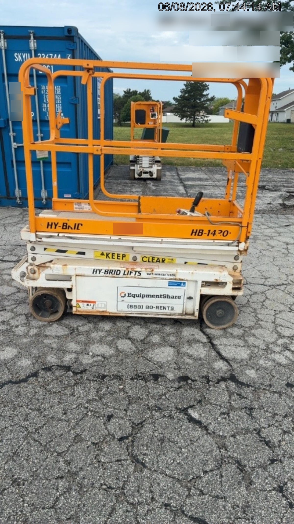 Custom Equipment HB-1430 Hy-Brid Scissor Lift
Platform capacity up to 670 lbs
Working height up to 20 ft
Weighs under 1,700 lbs
Non-marking wheels