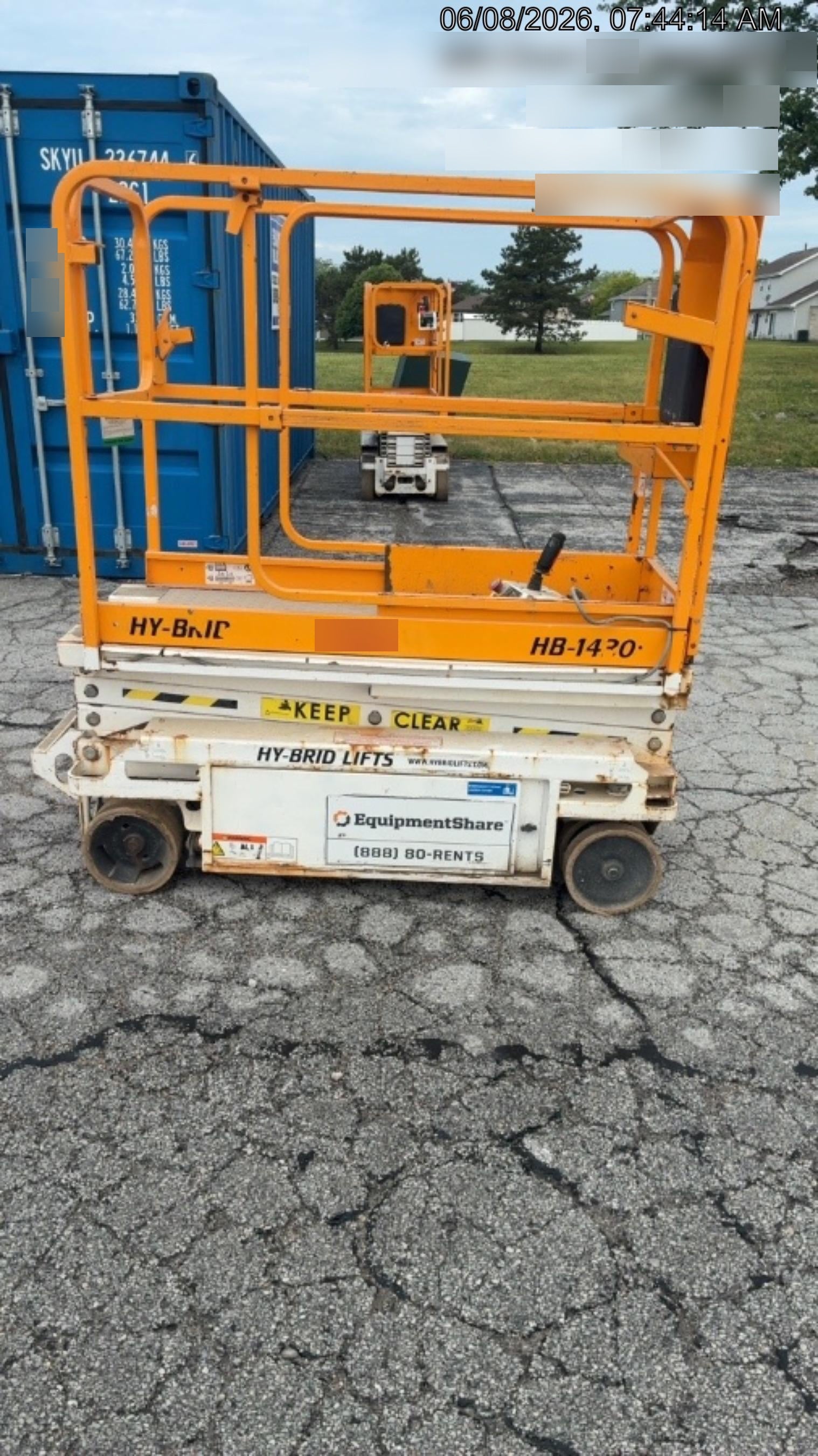 Custom Equipment HB-1430 Hy-Brid Scissor Lift
Platform capacity up to 670 lbs
Working height up to 20 ft
Weighs under 1,700 lbs
Non-marking wheels