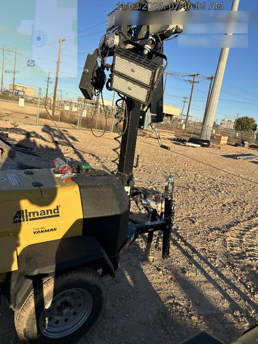 2022 Allmand NLV3GR (4) LED Light Fixture 350W, 23' Vertical Mast, 3kW Prime, Towable, ES Decals, T3