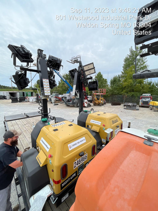 2022 Allmand NLV3GR (4) LED Light Fixture 350W, 23' Vertical Mast, 3kW Prime, Towable, ES Decals, T3