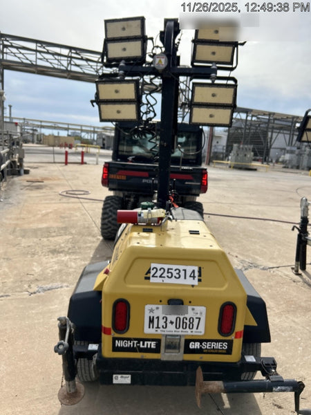 2022 Allmand NLV3GR (4) LED Light Fixture 350W, 23' Vertical Mast, 3kW Prime, Towable, Deep Sea L401, Leveling Jacks, Yanmar T4F 5.8hp