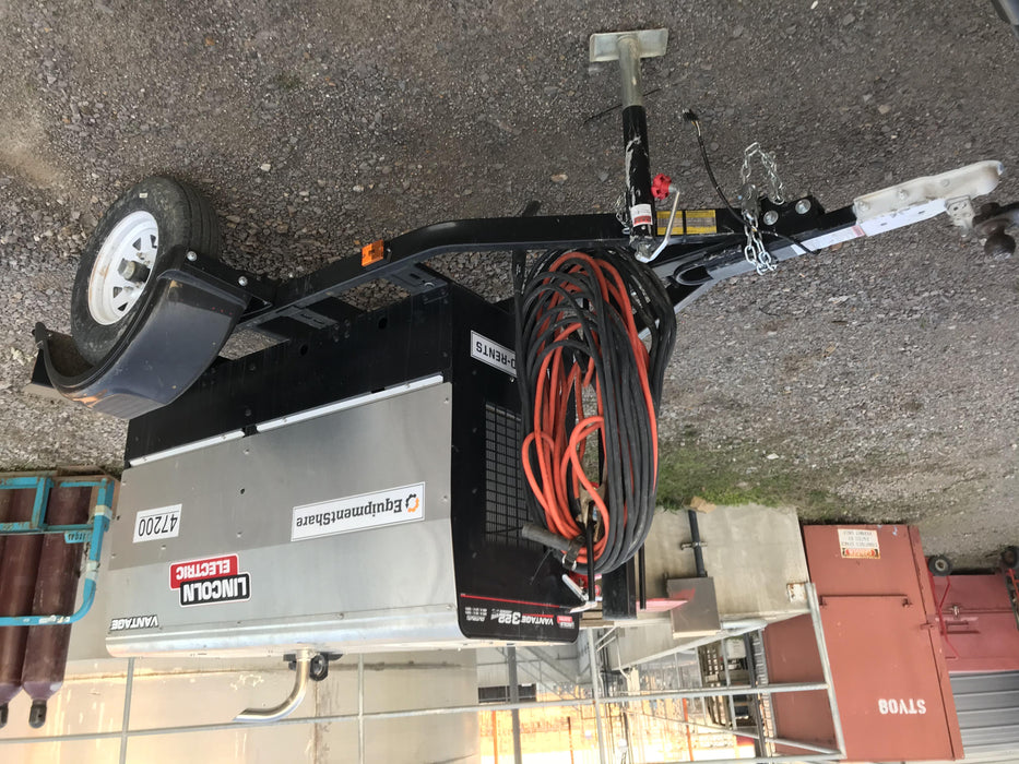 2019 Lincoln Electric Vantage 322 Ready-Pak 3, Two Wheel Trailer, Fender and Light Kit, Cable Rack