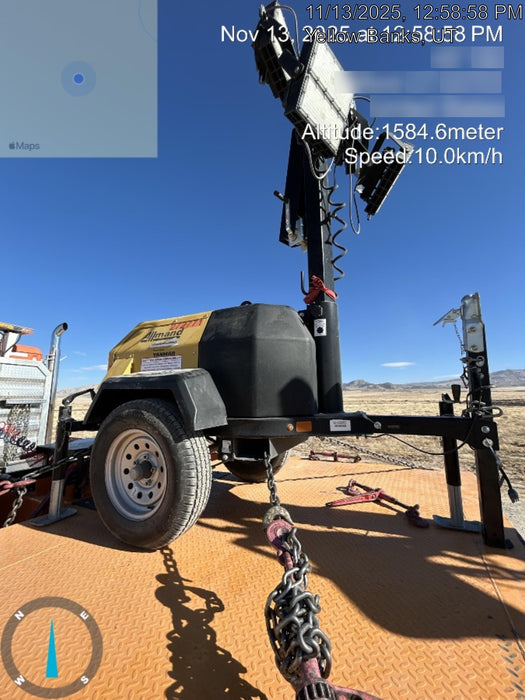 2022 Allmand NLV3GR (4) LED Light Fixture 350W, 23' Vertical Mast, 3kW Prime, Towable, ES Decals, T3