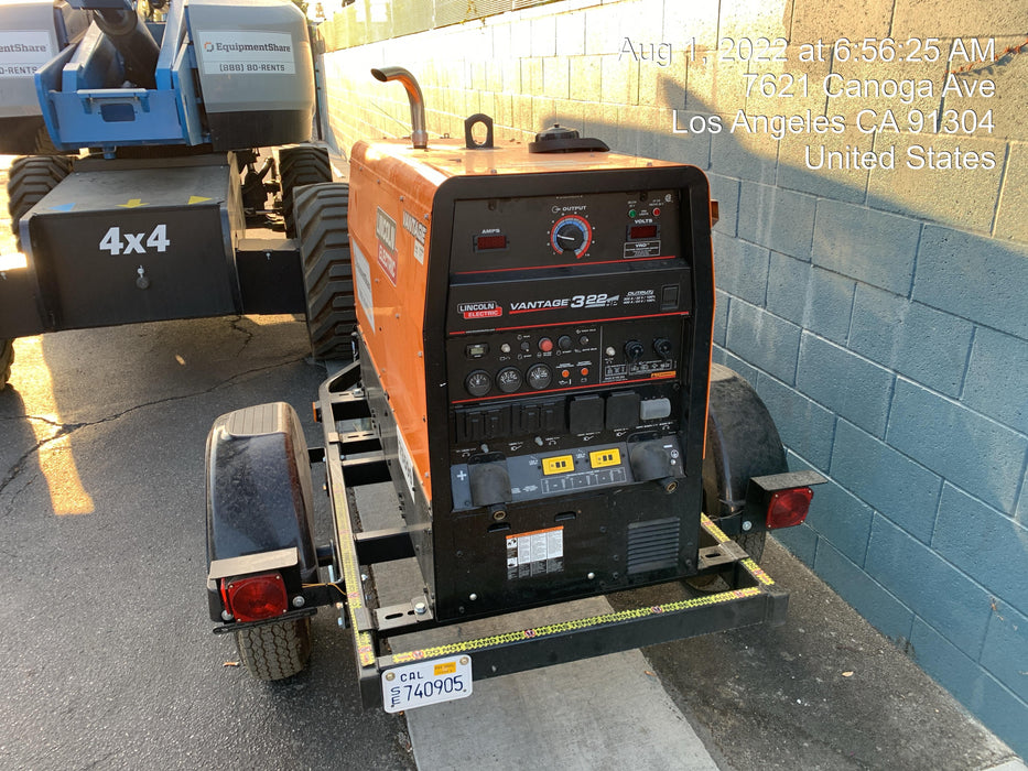 2021 Lincoln Electric Vantage 322 Vantage 322 Ready Pak 3 w/ Decals, ORANGE (includes trailer, cable rack, fender light kit) NO Telematics