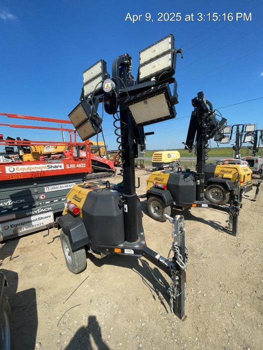 2022 Allmand NLV3GR (4) LED Light Fixture 350W, 23' Vertical Mast, 3kW Prime, Towable, Deep Sea L401, Leveling Jacks, Yanmar T4F 5.8hp