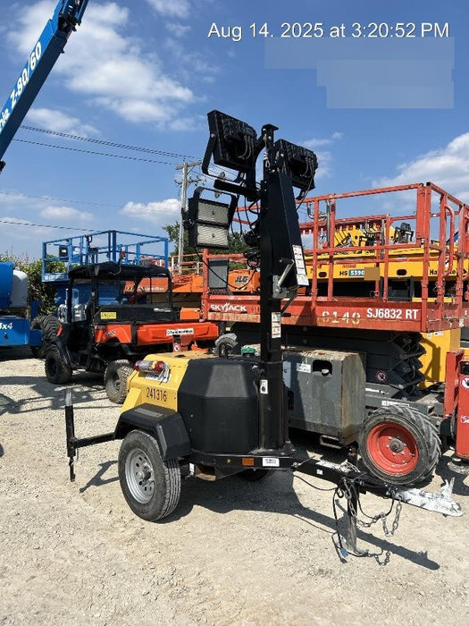 2022 Allmand NLV3GR (4) LED Light Fixture 350W, 23' Vertical Mast, 3kW Prime, Towable, Deep Sea L401, Leveling Jacks, Yanmar T4F 5.8hp