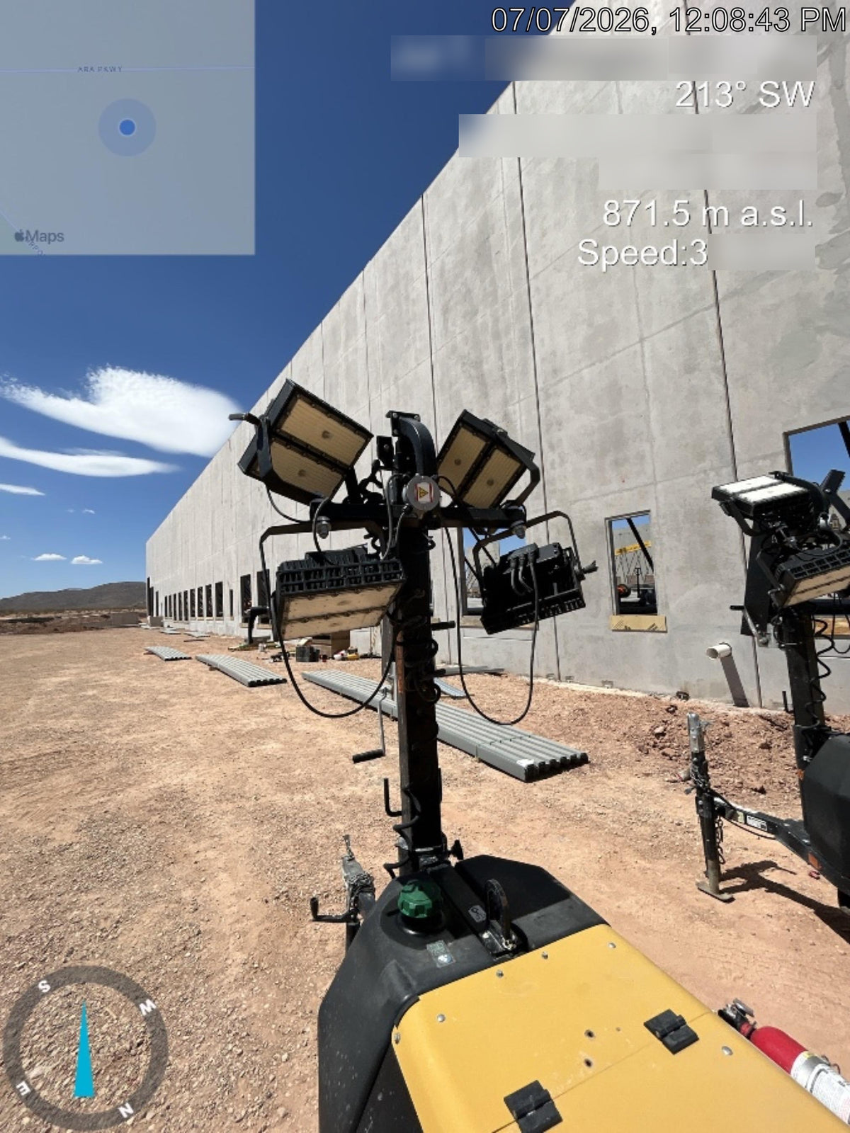 2022 Allmand NLV3GR (4) LED Light Fixture 350W, 23' Vertical Mast, 3kW Prime, Towable, Deep Sea L401, Leveling Jacks, Yanmar T4F 5.8hp