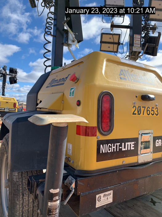 2022 Allmand NLV3GR (4) LED Light Fixture 350W, 23' Vertical Mast, 3kW Prime, Towable, Deep Sea L401, Leveling Jacks, Yanmar T4F 5.8hp