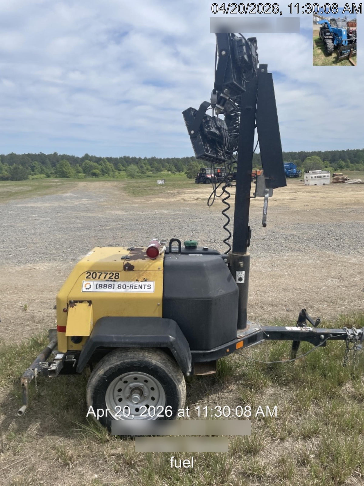 2022 Allmand NLV3GR (4) LED Light Fixture 350W, 23' Vertical Mast, 3kW Prime, Towable, Deep Sea L401, Leveling Jacks, Yanmar T4F 5.8hp