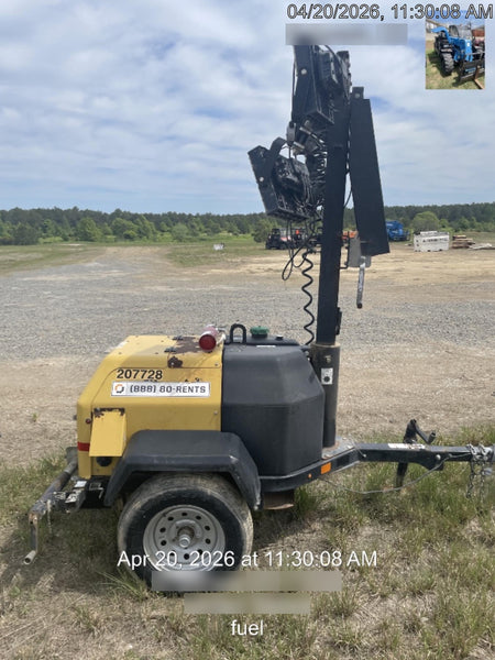 2022 Allmand NLV3GR (4) LED Light Fixture 350W, 23' Vertical Mast, 3kW Prime, Towable, Deep Sea L401, Leveling Jacks, Yanmar T4F 5.8hp