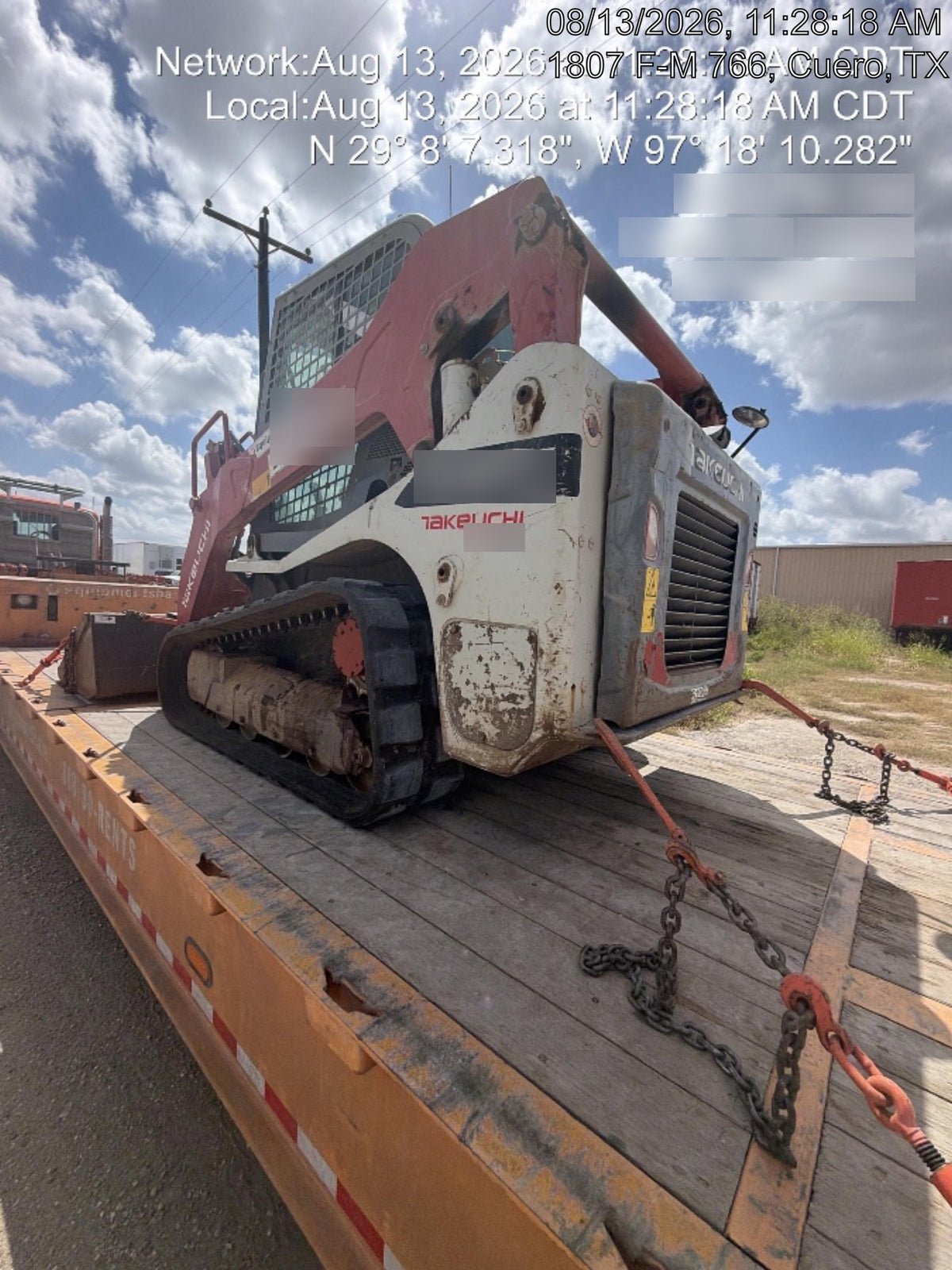 2019 Takeuchi TL10V2-CR Cab/Heat/AC, Rubber Tracks, Backup Alarm, Front & rear working Lights, Auxiliary Hydraulics, 2 Speed Travel, Engine Monitoring System, Hydraulic universal quick hitch w/76" HD smooth dirt bucket with bolt-on edge, 20.3 cubic feet capacity, 48" Pallet forks and frame