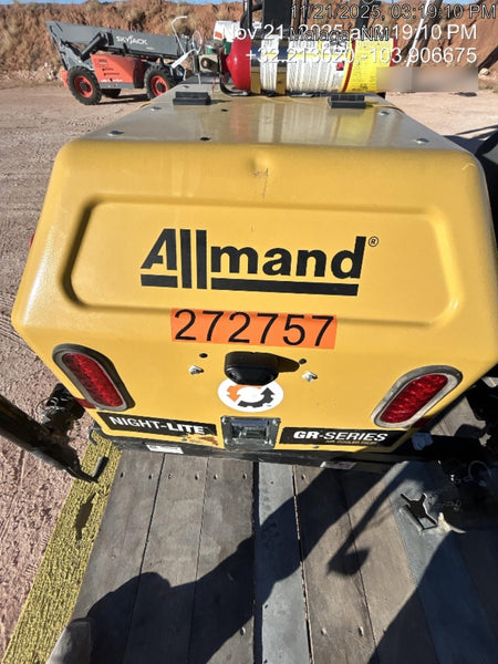 2022 Allmand NLV3GR (4) LED Light Fixture 350W, 23' Vertical Mast, 3kW Prime, Towable, ES Decals, T3