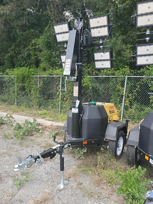 2021 Allmand NLV3GR (4) LED Light Fixture 350W, 23' Vertical Mast, 3kW Prime, Towable, Deep Sea L401, Leveling Jacks, Yanmar T4F 5.8hp