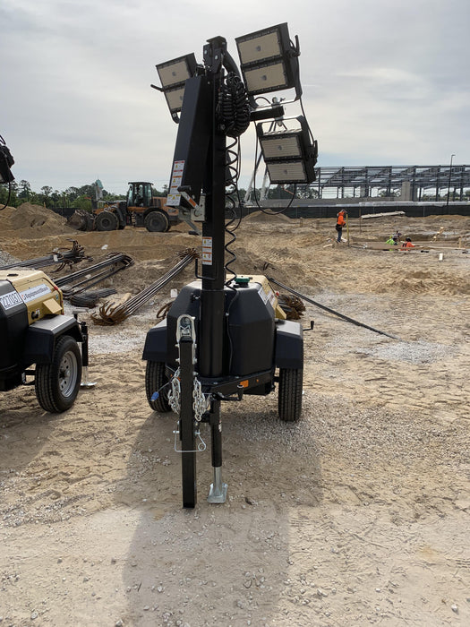 2022 Allmand NLV3GR (4) LED Light Fixture 350W, 23' Vertical Mast, 3kW Prime, Towable, Deep Sea L401, Leveling Jacks, Yanmar T4F 5.8hp