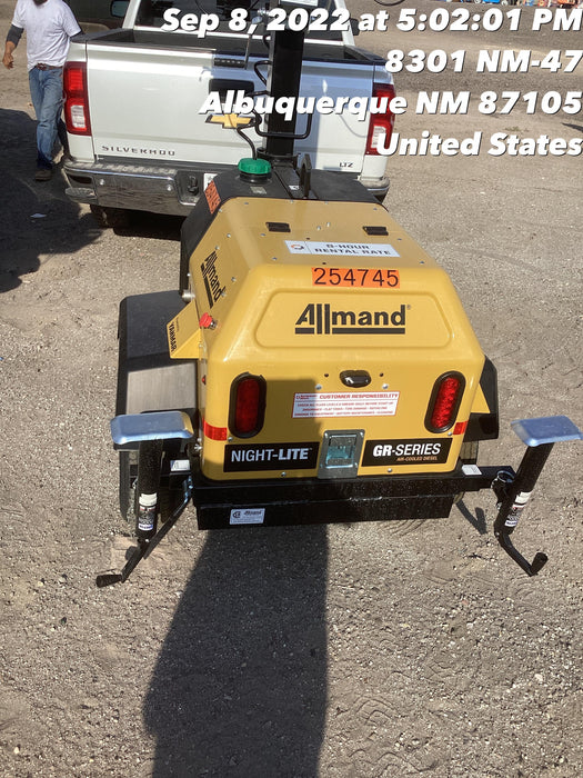 2022 Allmand NLV3GR (4) LED Light Fixture 350W, 23' Vertical Mast, 3kW Prime, Towable, ES Decals, T3