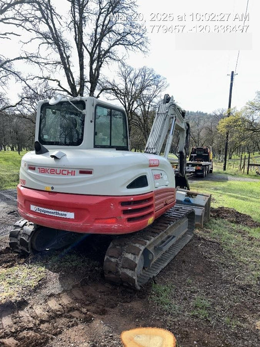 2019 Takeuchi TB290 Cab/Heat/AC Rubber tracks, Dozer blade, Travel alarm, Auxiliary hydraulics Manual QC, Hydraulic thumb, 18", 24", and 36" Buckets