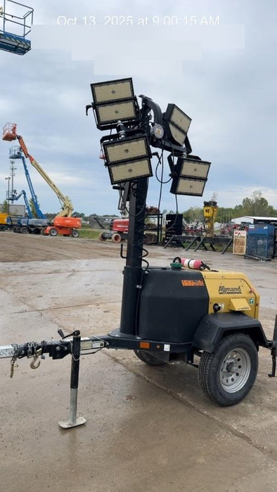 2020 Allmand NLV3GR (4) LED Light Fixture 350W, 23' Vertical Mast, 3kW Prime, Towable, Deep Sea L401, Leveling Jacks, Yanmar T4F 5.8hp