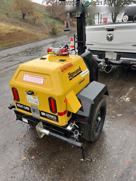 2022 Allmand NLV3GR (4) LED Light Fixture 350W, 23' Vertical Mast, 3kW Prime, Towable, ES Decals, T3