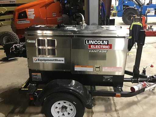 2019 Lincoln Electric Vantage 322 Welder Ready-Pak 3, Two wheel trailer, Fender and Light kit, Cable Rack