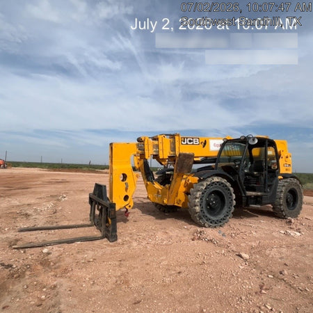 2019 JCB 510-56 74 HP w/Open ROPS, Beacon, Aux Hydraulics, Worklights, Solid Tires w/60" Carriage/Forks