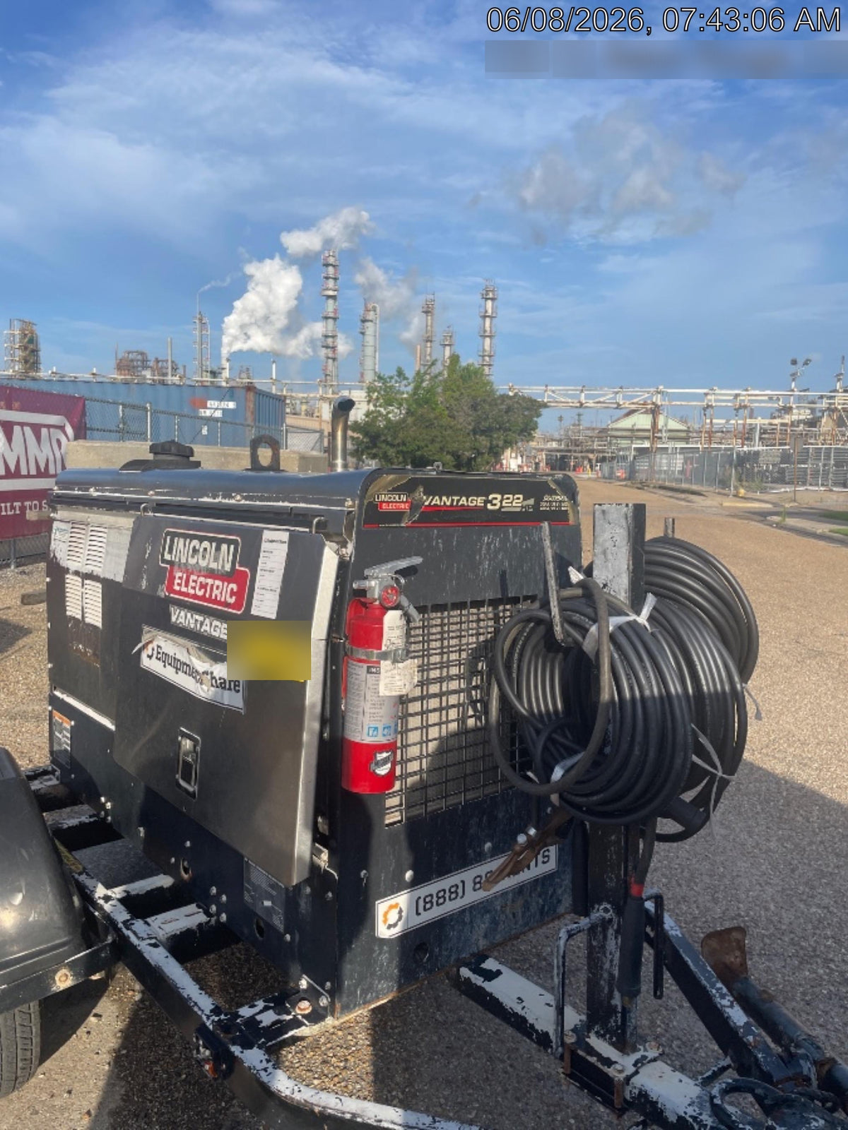 2019 Lincoln Electric Vantage 322 Welder Ready-Pak 3, Two wheel trailer, Fender and Light kit, Cable Rack